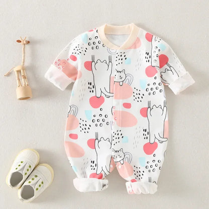 Baby-Body, Baumwolle, bedruckt, langärmelig, für Jungen und Mädchen, für Kleinkinder, Komfort, Creeper, Einteiler, Frühling und Herbst