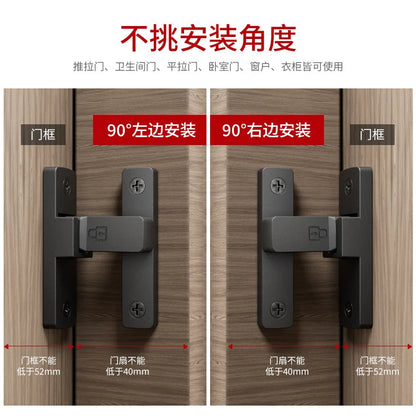 Riegel Riegel Indoor Non-Punch Türschloss Badezimmer Schiebetür Schnalle Schiebetür Snap Altmodische oberflächenmontierte Zimmertür
