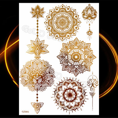 1PC Summer Style Men Women Body Art Gold Metallic Tattoo Sticker HYS-101 Chain Bracelet Fake Jewelry Waterproof Temporary Tattoo