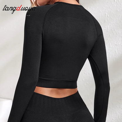 Seamless yoga Long Sleeve for women Crop Top New style sports tops T-shirts running training fitness long-sleeved shirts.