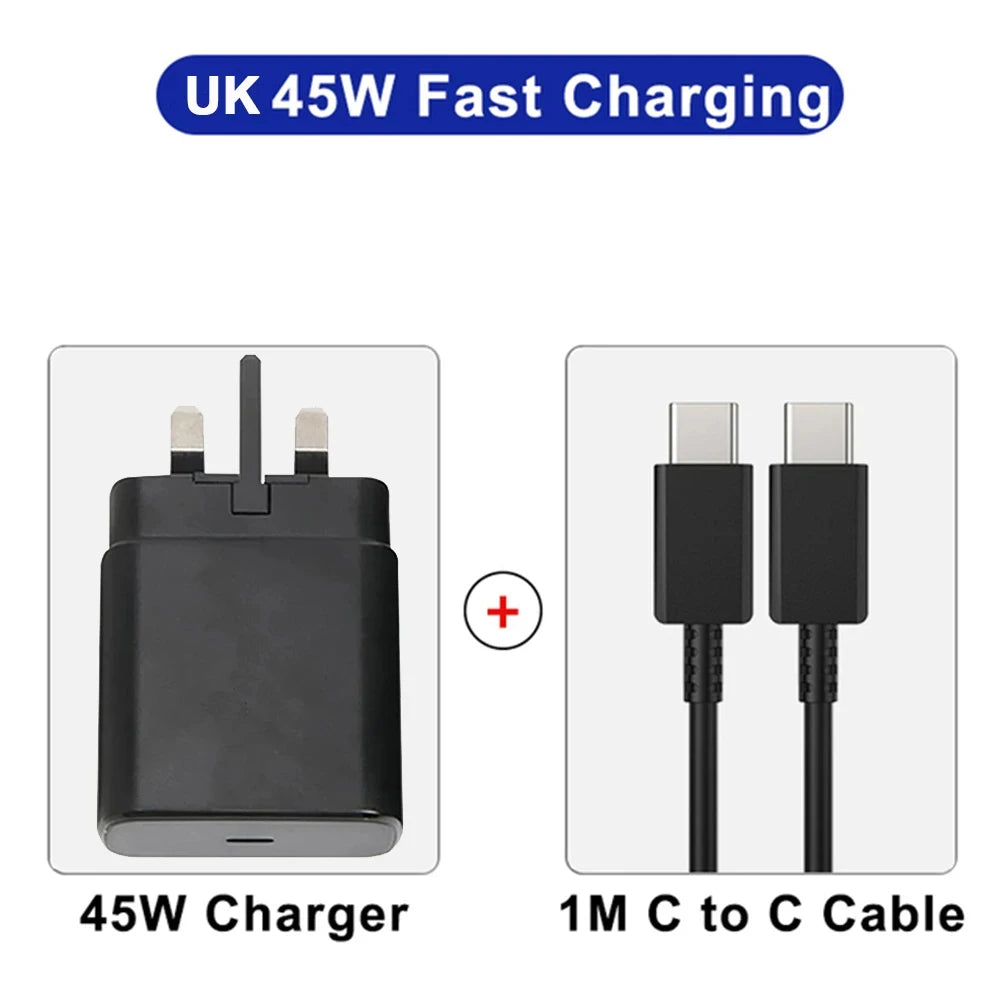 45W PD Super fast charge for  S22 S23 Ultra Note 10+ 5G USB C Mobile Phone Type C US/EU/UK  Fast Quick Charging Wall Adapter.