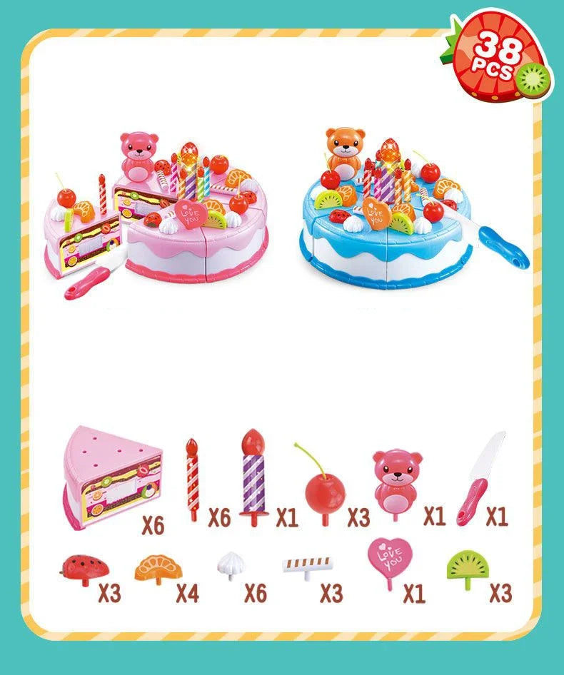 Pretend Play Tea Set Utensils Cut Kids Play House Birthday Cake Toys Children Toy Food Cake Model Girl Simulation Kitchen Coffee.