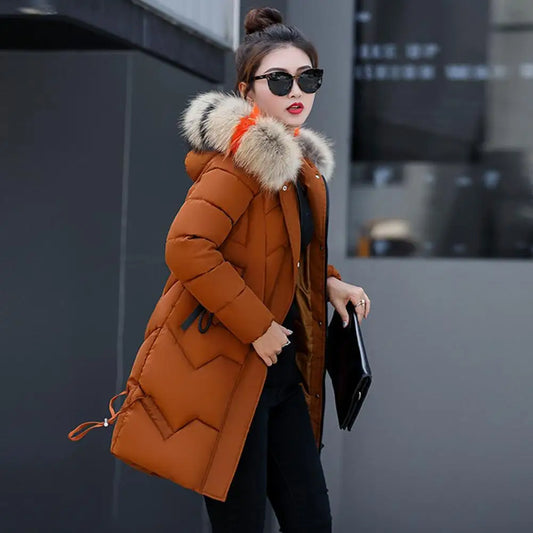 Mode Mäntel Winter Jacke Frauen Parka Neue 2024 Mit Kapuze Lange Weibliche Mantel Einfarbig Winddicht Outwear Parka