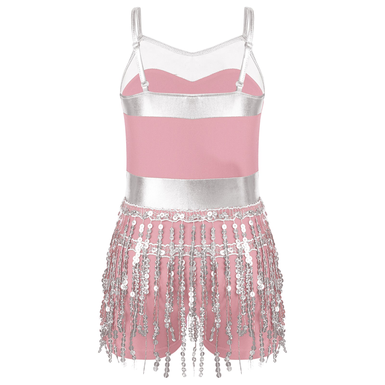 Kinder Mädchen Latin Tanz Kostüm Jazz Samba Cha-Cha Eiskunstlauf Trikot Kleid glänzende Pailletten Quaste Bodysuit für Bühnen performance.