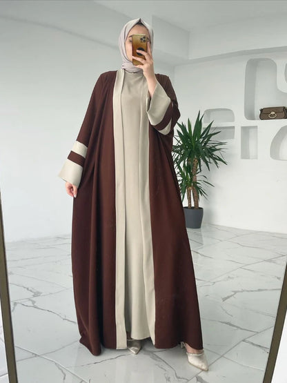Eid Muslimisches Kleid und Abayas für Frauen, 2-teiliges Set, Musulman Ensembles Marokko, Ramadan-Kaftan, Abaya, Kaftan, Dubai, arabische lange Robe 2024.