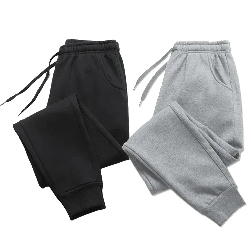 Mens Casual Pants Autumn Winter Fleece Sweatpants Men Running Jogger Sports Gym Trousers Fashion Solid Color Workout Long Pants.