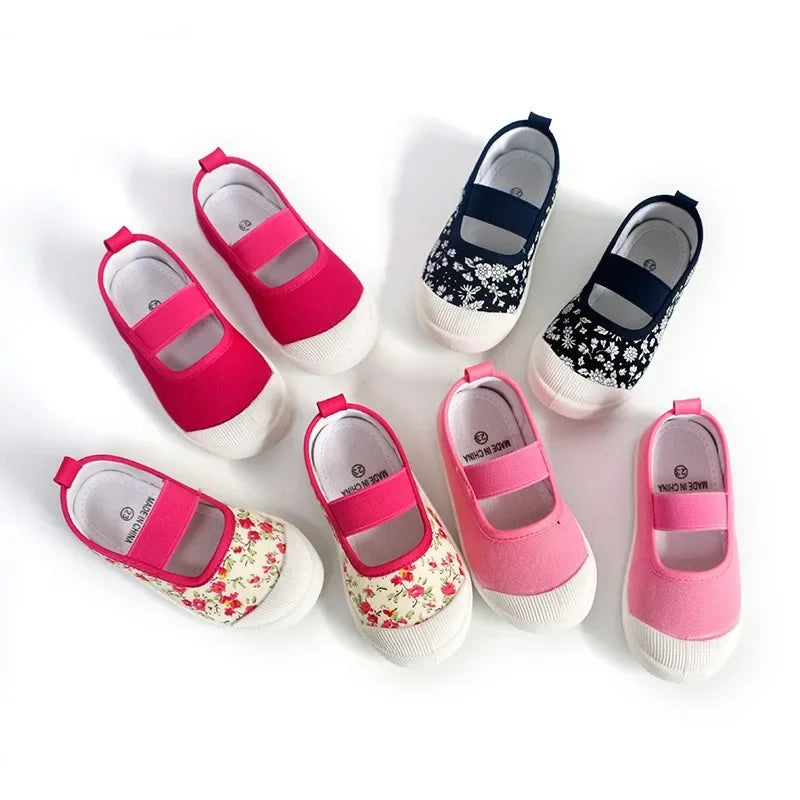 2025 New Spring Autumn Baby Girl Shoes Kids Canvas Shoes Children Casual Sneakers Candy Color Flowers For Girls Floral Prints.