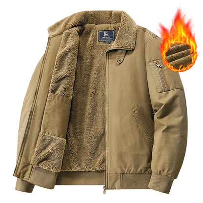 Winter Tactical Jacket Outdoor Men Fleece Sports Running Warm Coat Solid Color Stand Collar Breathable Comfortable Pilot Jacket