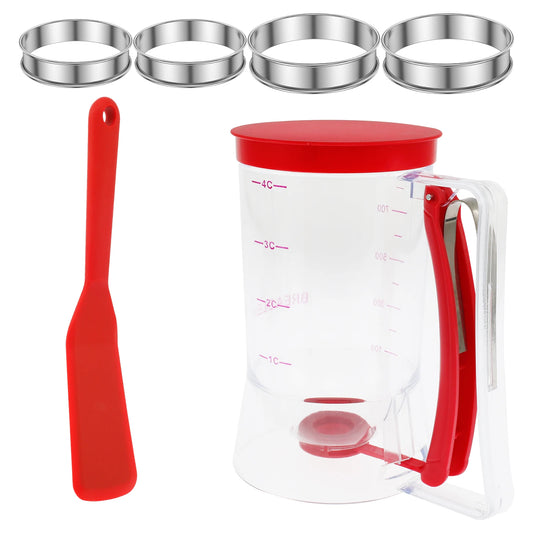 Batter Separator Easy to Use 900ml Pancake Batter Dispenser Reusable Batter Dispenser Set with Mousse Rings Spatula.