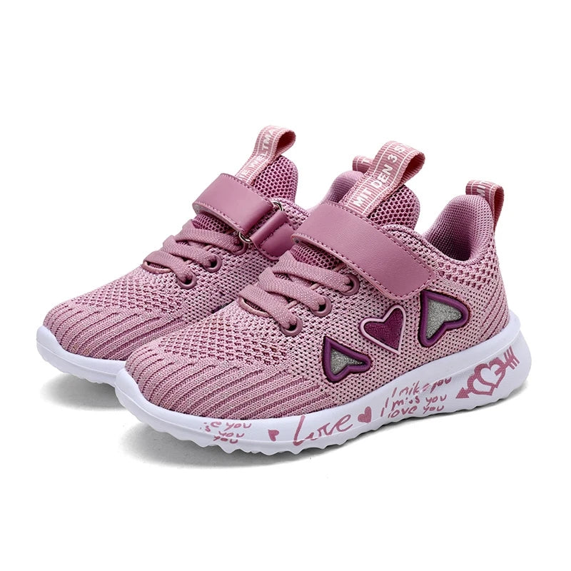 Girls Casual Shoes Light Mesh Sneakers Kids Summer Children Spring Autumn Tenis Cute Sport Cartoon Female Running Sock Footwear.