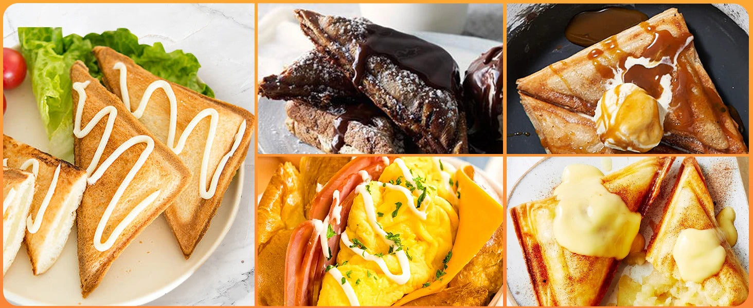 Aigostar Sandwich Maker XXL for 4 Sandwiches, 1400 W, Sandwich Toaster with Non-Stick Coating, Fast Heating, Temperature Control.