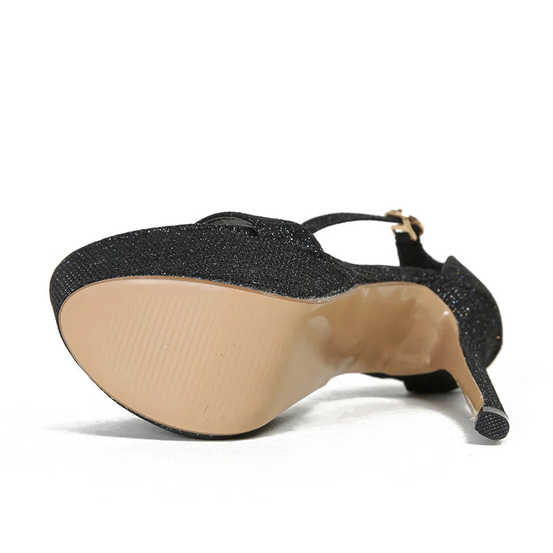 Liyke Model Catwalk Sequined Platform Sandals For Women Sexy Open Toe Party Nachtclub Stripper Heels Pole Dance Shoes Size 34-46.