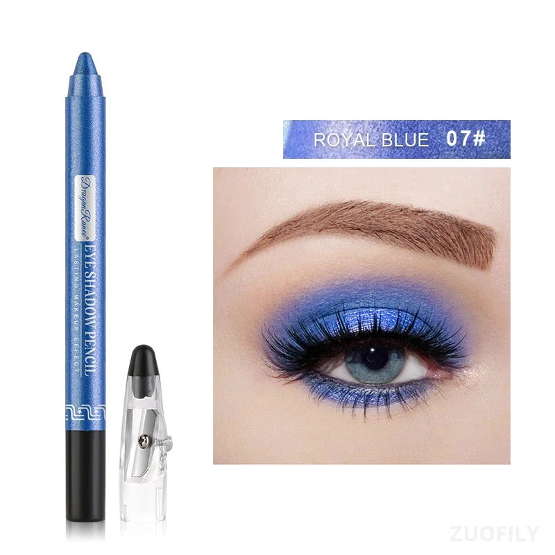 12Colors Glitter Eyeshadow Pen Long Lasting Matte Eye Shadow Palette Shiny Highlighter Silver Purple Eyeliner Pencil Cosmetics