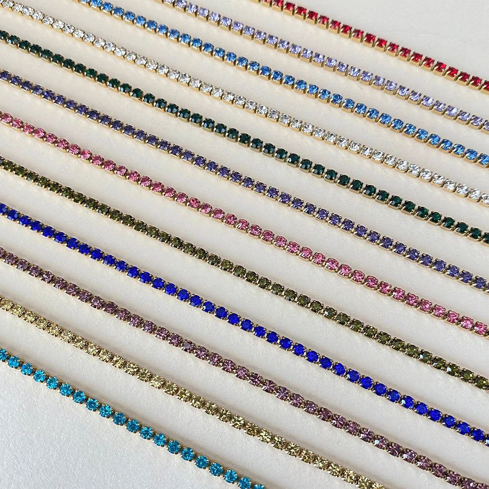 eManco Stainless Steel Gold Plated Sparkling Bracelet High Quality White Zirconia Single Row Simple Accessory For Girls.