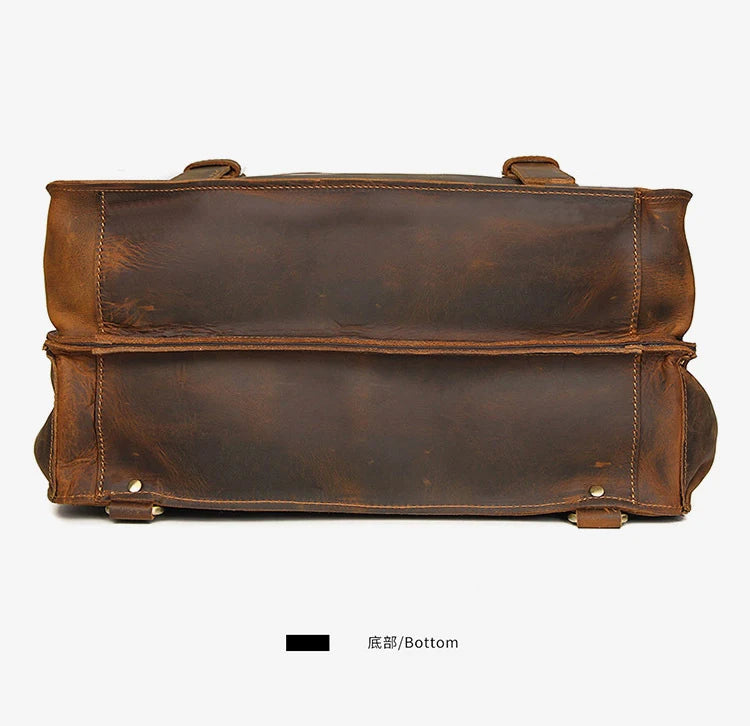 Vintage verrückte Pferd Echt leder Männer Aktentasche große Business-Tasche Einkaufstasche 15.6 "Laptop-Tasche Attache männliche Umhängetasche