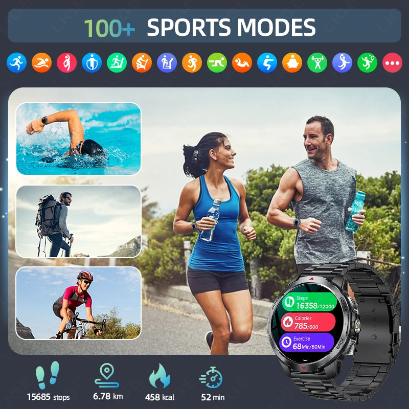 LIGE New 1100mAh Battery Smart Watches For Man Outdoor Sport LED Flashlight Compass Men’s Smartwatch Bluetooth Call Men Watches.