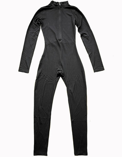 Womens Jumpsuits Long Sleeve Yoga Slim Fit Stretch One Piece Romper Sexy Fitness Female Basic Sportwears Tight Zipper Ladies