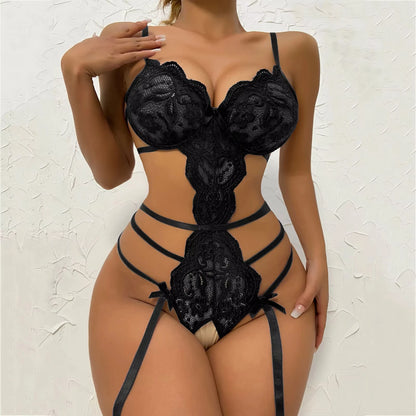 Ultra-Hot Sexy Lingerie for Women: Seductive Lace Open Bra Set, Alluring Ruffle Transparent Underwear & Provocative Erotic Bodys.
