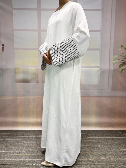Embroidery Open Modest Kimono Abaya Dubai Luxury Islam Muslim Kaftan Modal Dress Arabic Abayas Women Kebaya Robe Femme Musulmane