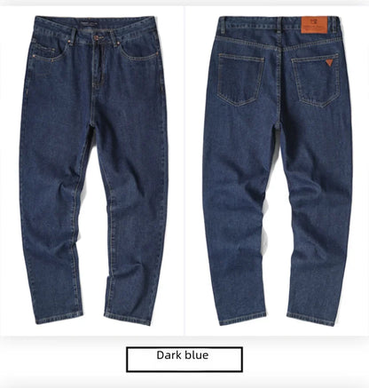 Light Blue American Retro Jeans Men Soft Loose Straight Cylinder High Street Workwear Casual Loose Legs Pants