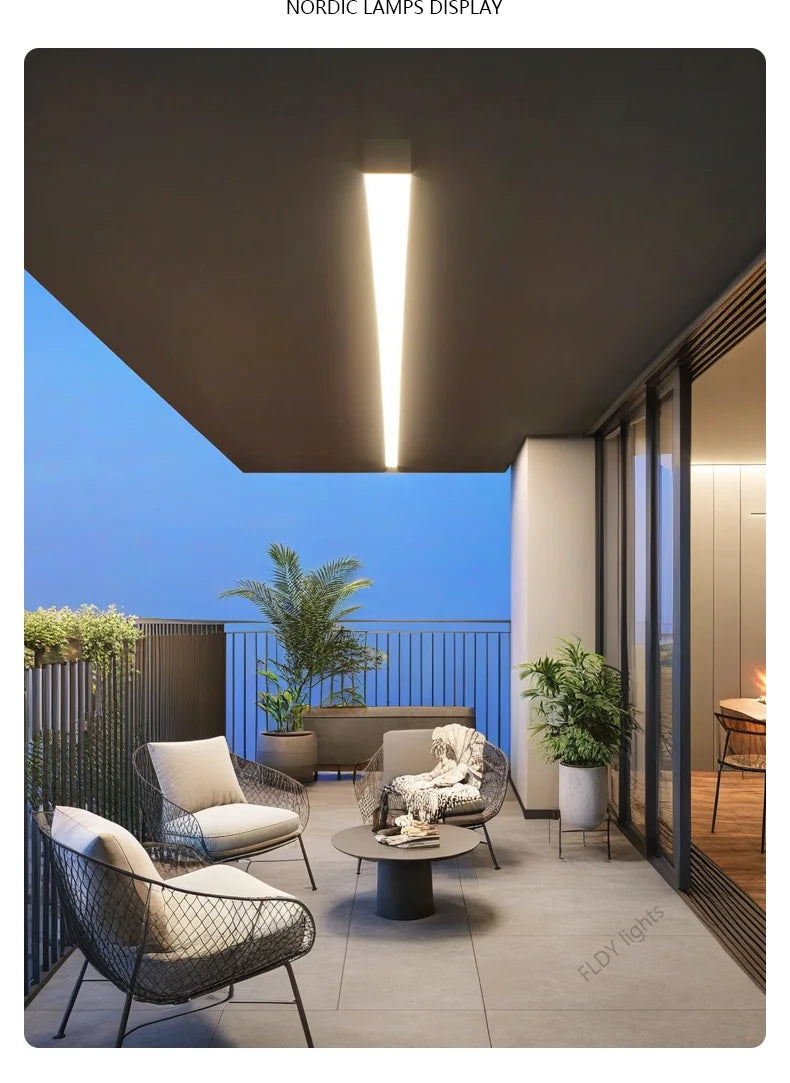 Moderne wasserdichte LED-Wandleuchte mit langem Streifen für den Außenbereich, IP65, Schmiedeeisen-Wandleuchte, Garten-Veranda-Wandleuchte, 110 V, 220 V, Beleuchtung.