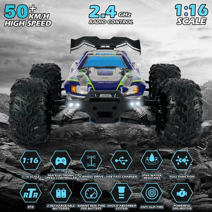 4WD Remote Control Car Off Road 4x4 RC High Speed Buggy Truck Super Brushless 50 or 80KM/H Fast Drift Racing Toy Kids Adults