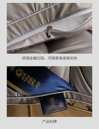 New Hilton Twisted Flower Bread Pillow Feather Velvet Neck Protection Hotel Pillow Core Single Person Not Easy to Collapse.