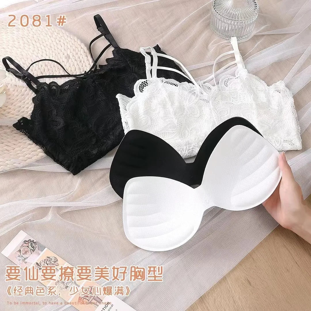 Women Sexy Lingerie Camisoles Beauty Back Sling Bottoming Lace Underwear Solid Anti-lighting Large Size Wrapped Chest.