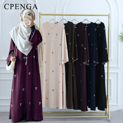 Luxus Dubai Schmetterling Stickerei Abaya Muslimische Frauen Modest Kleid Islamischen Femme Urlaub Outfit 2025, Mode Türkei Kaftan Robe