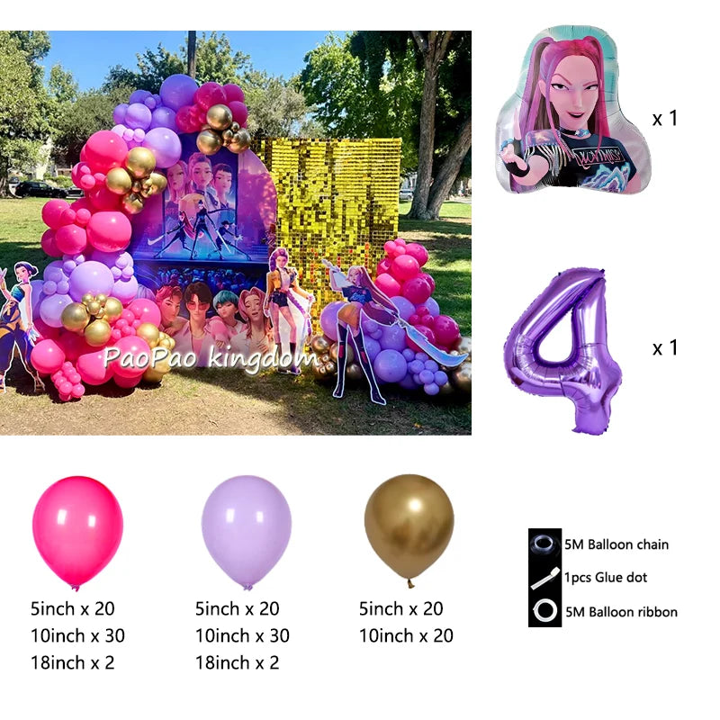 Kpop Dämonenjäger Themen Mädchen Geburtstag Luftballons Dekoration Anzahl Ballon Partyzubehör Babyparty Film Halloween Ballon