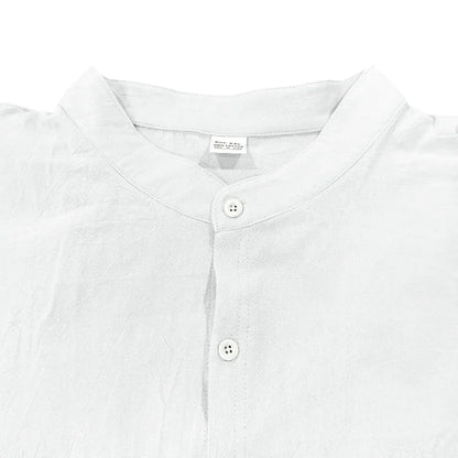 2025 Cross-border American Four Seasons Linen Men's Casual Suit Loose Long Sleeve Pants Shirt Suit Men's.