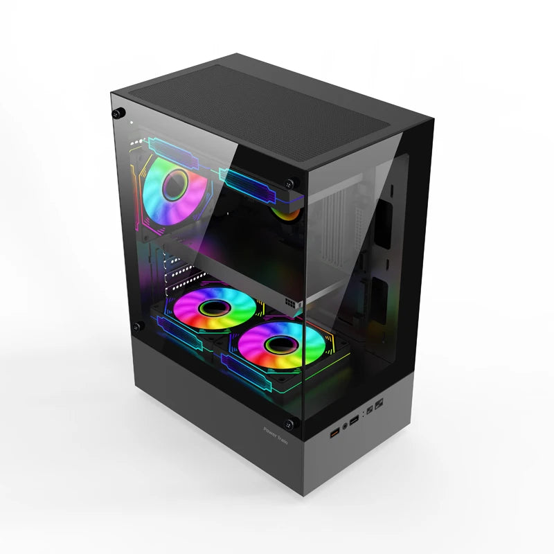 Power Train Illusionary Realm Computer Case M-ATX/ITX Seaview Room Side Transparent Desktop Chassis Support 240 Water Cooler.