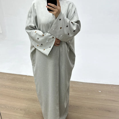 2025 Ramadan Eid Open Butterfly Moon Heart Modest Kimono Abaya Dubai Turkey Muslim Dress Abayas for Women Kaftan Kebaya Caftan.