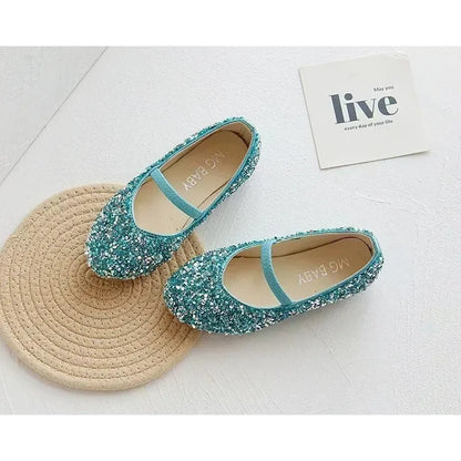 2025 Spring 1 to 12 years old girls dress shoes Beauty Pointed Toe Teen Girl Leather Shoes Bling Princess Wedding Shoes