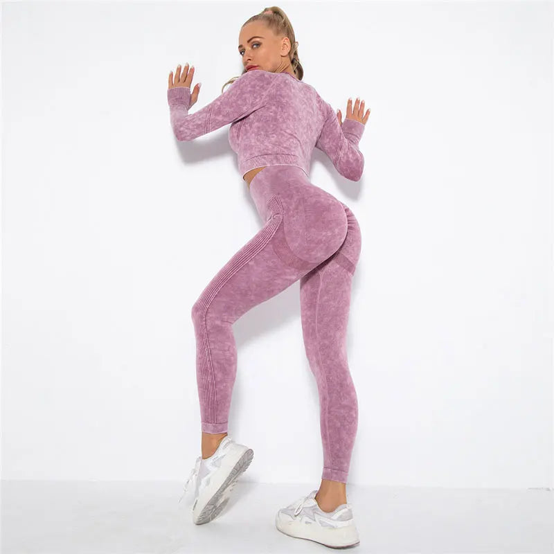 Seamless Yoga Set Gym Clothes Women's Sportswear Yoga Suits Women Fitness Set Tracksuits Sports Outfits Long Sleeve Gym Leggings