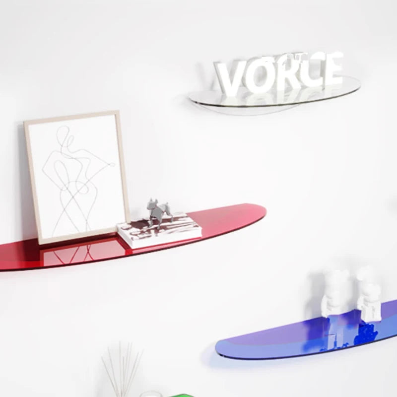 Bathroom Living Room Display Seamless Punch-free Fashion Decoration Color Acrylic Semi-circular Shelf Decoration Rack Storage.