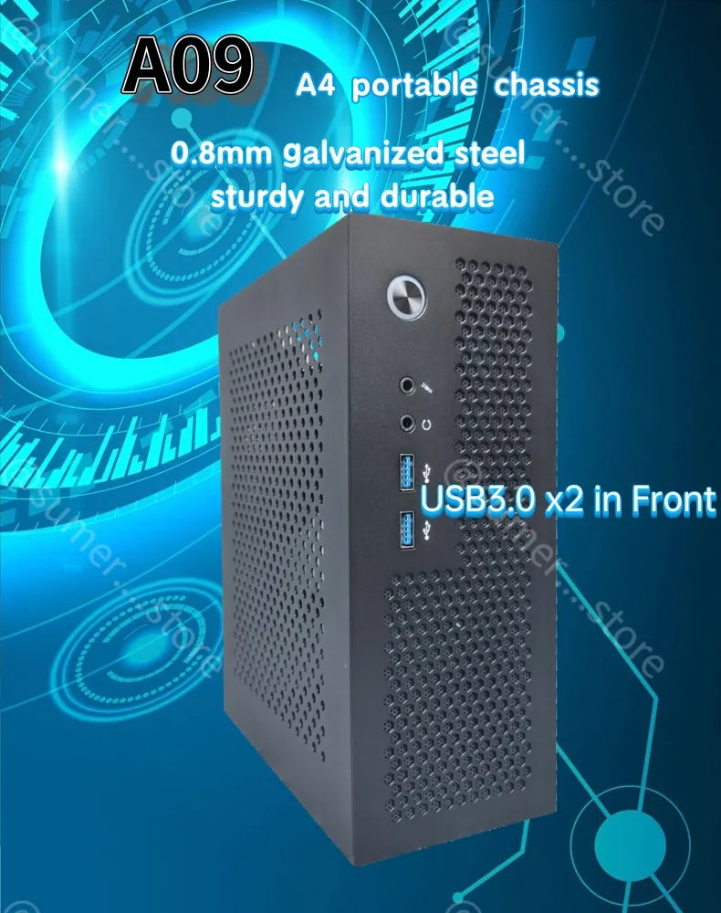 A09 3.8L ITX Chassis A4 HTPC Portable Computer PC Support PCIe 2.5' SSD Drive Mini IPC Flex PSU Case.