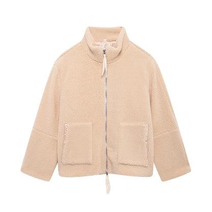 Winter Fleece frauen Mantel Zipper Stehkragen Lose Verdickt Mantel frauen Herbst Warme Neue Casual Trendy frauen Mantel
