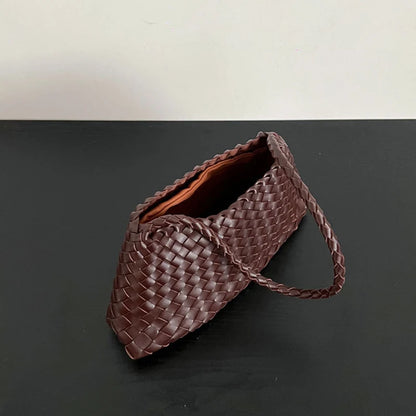 PU Hand-Woven women's Bag, Vegetable Basket Sailboat Bucket bag, Casual Vacation Handbag Shoulder Bag.