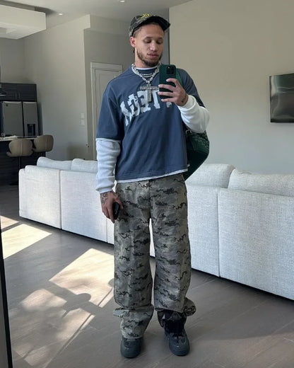 Street Fashion New Letter Printed Cotton Round Neck Long Sleeve T-shirt Men Y2k Trendy Brand Casual Loose Oversized Top Women.