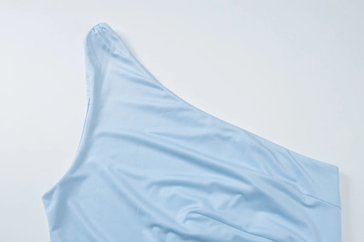 Dulzura One Shoulder Sleeveless Backless Bodycon Irregular Metal Button Tank Top Solid Sexy Casual Y2K Tops Party Street Outfit