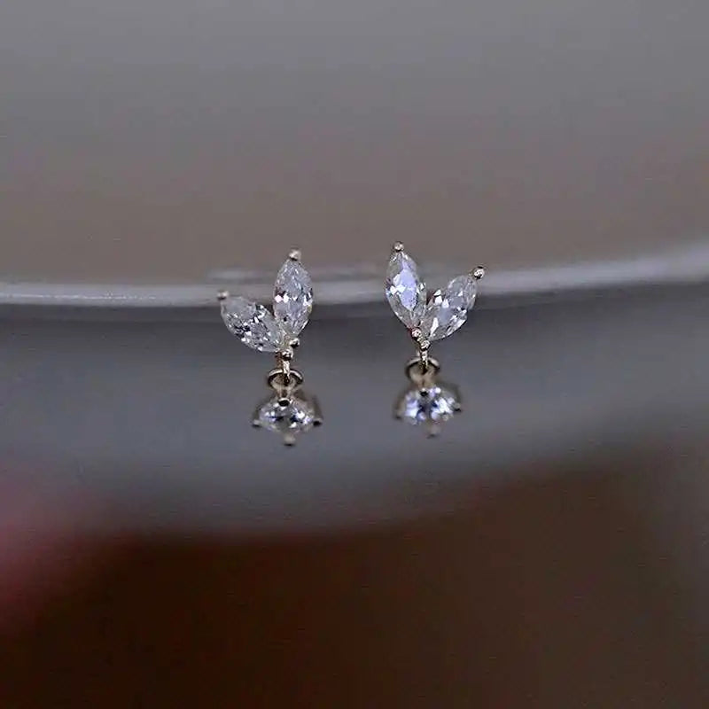 Korean Cute Ear Piercing Water Drop Earrings for Women Crystal Short Tassel Hypoallergenic Female Earrings Party Jewelry Brincos