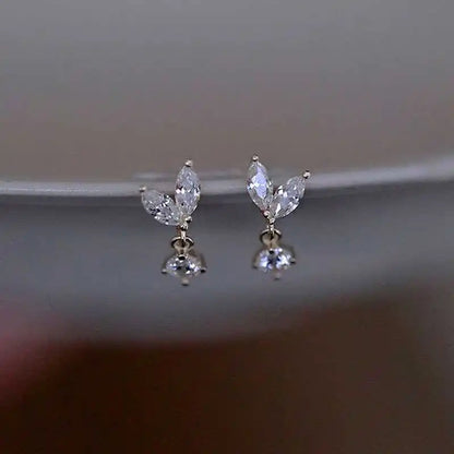 Korean Cute Ear Piercing Water Drop Earrings for Women Crystal Short Tassel Hypoallergenic Female Earrings Party Jewelry Brincos
