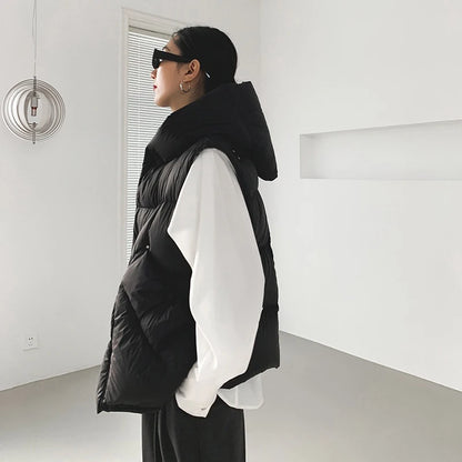 Hirsionsan Herbst Winter Koreanische Weiße Ente Unten Weste Frauen 2023 Neue Einfach Alle-spiel Mäntel FemaleSoft Warme Sleeveness Jacken