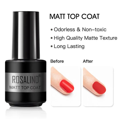 ROSALIND Red Series UV Nail Gel Hybrid Varnish Semi Permanent For Manicure Art Nail Polish Matt Base Top Coat Gel Nail Polish
