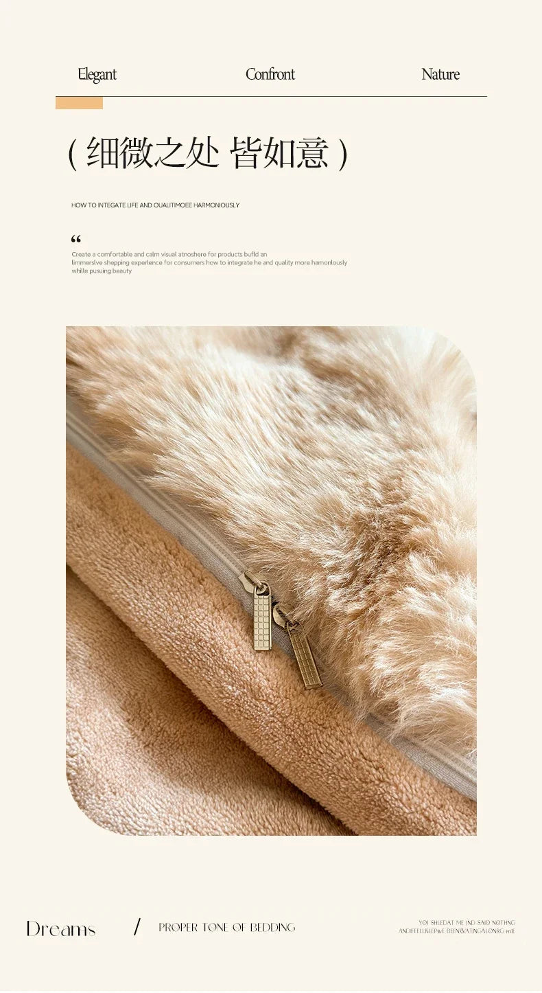 2024 new solid color colorful rabbit wool four-piece set, one side of rabbit fur and one side of milk wool thickened warm.