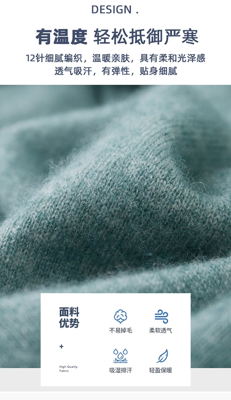 LHZSYY 100%Merino Wool Hot Cardigans Men Lapel Pullover Long Sleeve POLO Neck Sweaters Loose Tops Knit Clothing Large Size Shirt.