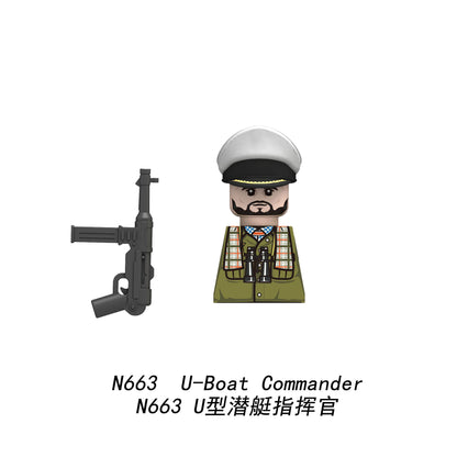 Military WWII Figure Building Blocks Accessories MP40 Rocket Launcher MG42 Officer Army Camouflage Soldier Pzf 98K Toy Gift N029.