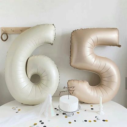 40in Cream Big Number Balloon 18in Three Color Love Foil Helium Balloons Aldult Birthday Set Boys Girls 1st Birthday Decorations