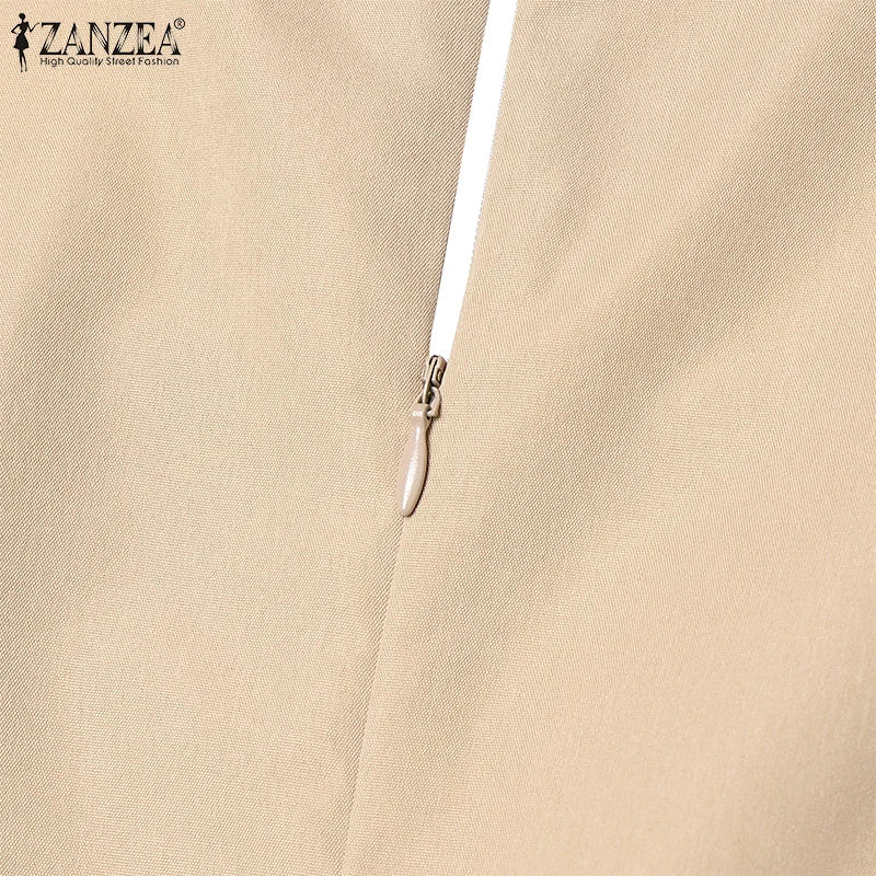 ZANZEA Street Fashion Elegant Womens Jumpsuits Sqaure Neck Short Sleeve Fitted Waist Wide Leg Pant Overalls Summer Streetwear